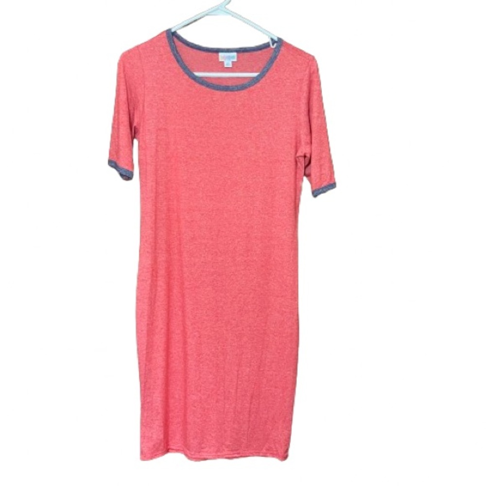LuLaRoe Julia Dress Red Blue Size Medium NWT